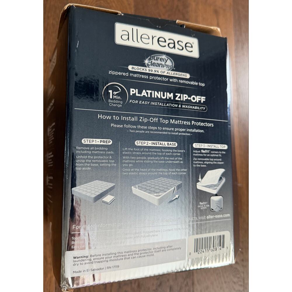 NEW! Allerease Platinum Mattress Protector Queen White - Picture 5 of 8
